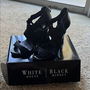 White House Black Market Strappy Black Heels